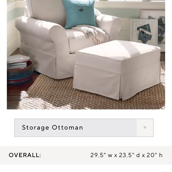 Pottery Barn Storage Ottoman Slipcover white denim - Picture 6 of 16